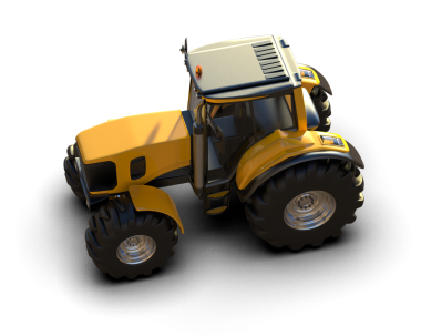 Beyaz arkaplandaki traktör 3 boyutlu görüntüleme