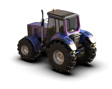 Modern traktör beyaz arka planda izole edildi. 3 boyutlu görüntüleme - illüstrasyon