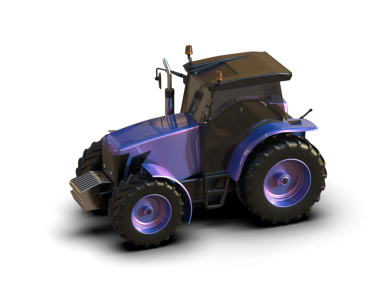 Arka planda modern traktör. 3d oluşturma