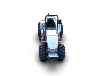 İzole edilmiş siyah bir arabanın beyaz arka planda 3 boyutlu görüntülenmesi