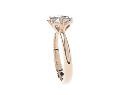 Beyaz arkaplanda elmaslarla izole edilmiş altın bir nişan yüzüğünün üç boyutlu resmi.