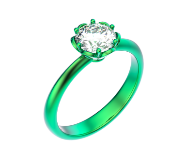 Elmaslı yeşil bir nişan yüzüğü.