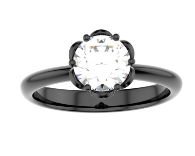 Elmas yüzüklü. Siyah arka planda mücevherler. 3d oluşturma