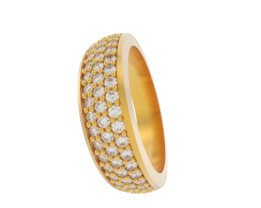 Üç boyutlu dekoratif altın bir yüzük ve beyaz arka planda izole edilmiş bir inci.