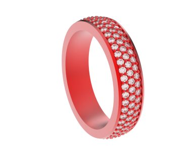 Dekoratif kırmızı elmas bir bandın beyaz arka planda izole edilmiş üç boyutlu resmi.