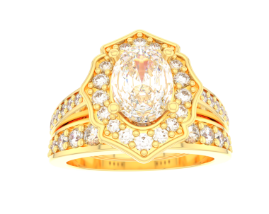 Beyaz arka plan üzerinde izole elmas altın alyans