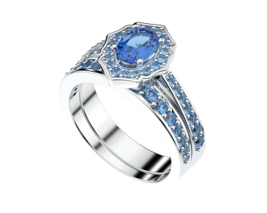 Siyah arkaplanda elmaslar ve elmaslarla gümüş yüzük