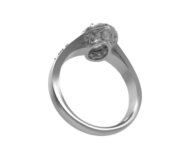 Siyah arka planda izole edilmiş gümüş yüzüklü altın bir yüzüğün üç boyutlu resmi.