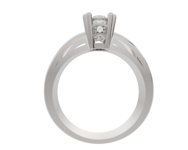 Beyaz arka planda elmas işlemeli 3 boyutlu beyaz yüzük.