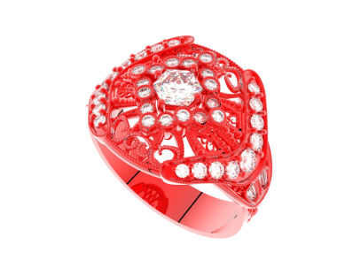 Beyaz arkaplanda elmaslar olan kırmızı kalp.