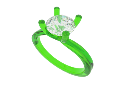 Elmaslı yeşil bir elmas yüzük.