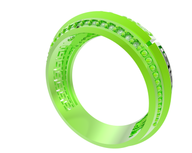Yansımalı yeşil bileziğin 3 boyutlu resmi