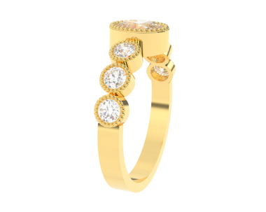 Beyaz zemin üzerinde elmaslar olan altın alyanslar. 3 boyutlu.