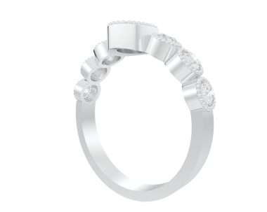 3D görüntü, yüzüklü gümüş dekoratif küpeler.