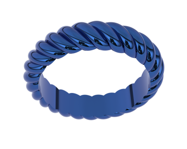 Beyaz arkaplanda izole edilmiş mavi bir kurdelenin 3 boyutlu görüntülenmesi