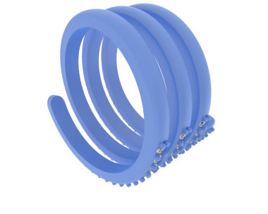 Beyaz zemin üzerinde mavi ve beyaz bir kurdelenin 3 boyutlu görüntüsü