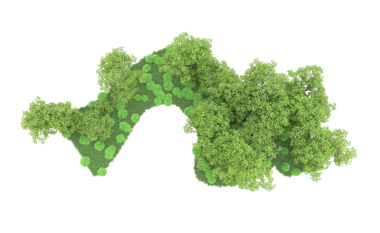 Beyaz arka planda izole edilmiş yeşil bir çalılığın üç boyutlu resmi