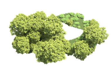 Beyaz arkaplanda yeşil yapraklar, 3 boyutlu görüntüleme.