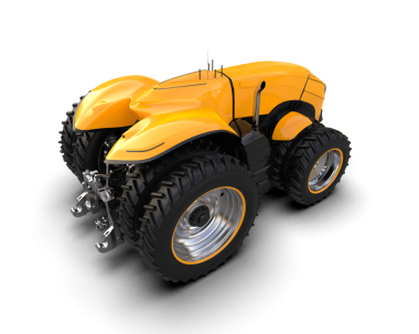 modern sarı tarımsal traktör beyaz arka planda izole edilmiş, gölge 3 boyutlu.