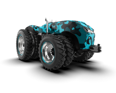 Yeşil traktör beyazda izole edildi. 3D görüntüleme - illüstrasyon