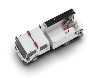 Modern çizgili bir karavanın siyah bir sırtüstü çizimi.