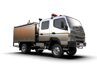 Beyaz arka planda izole edilmiş küçük bir kamyon.