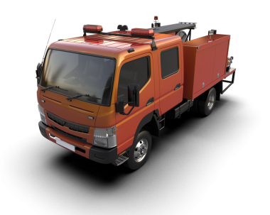 Beyaz arka planda modern turuncu itfaiye aracı