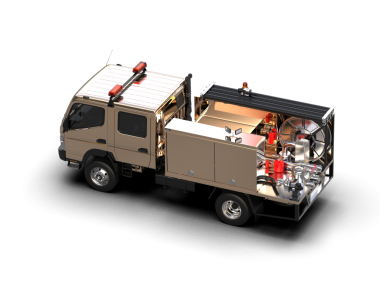 modern itfaiye aracı siyah arka planda izole edildi