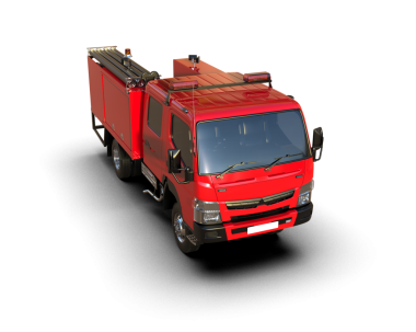 İtfaiye aracı beyaz arkaplanda izole edildi