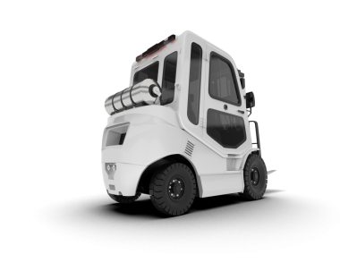 Beyaz arka planda siyah çizili beyaz bir kamyonun 3 boyutlu görüntüsü.