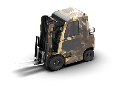 İzole edilmiş, beyaz arka planı olan bir askeri kamyonun 3 boyutlu görüntüsü.