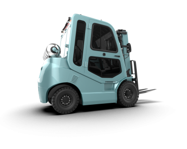 Modern mavi forklift beyazda izole edilmiş.