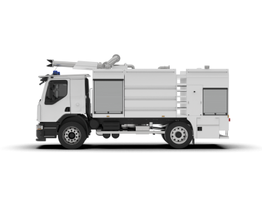 Beyaz arka planda beyaz, modern bir kamyon. 3d oluşturma