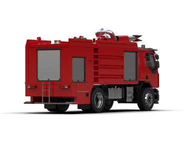 Bir itfaiye aracının 3 cg görüntüsü.