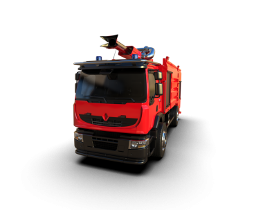 Siyah arka planda yangın olan bir kamyon.