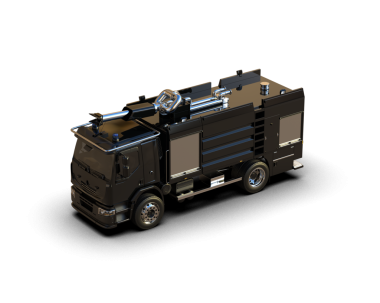 Stüdyo ortamında siyah zemin üzerine izole edilmiş 3 boyutlu daha az jenerik mikser kamyonu..