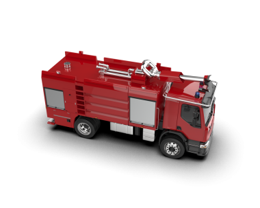 Kırmızı itfaiye kamyonu ve itfaiye aracı