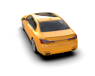 Beyaz arka planda bir araba. Arabanın tarafı.