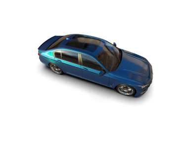 mavi araba beyaz arkaplanda izole edildi