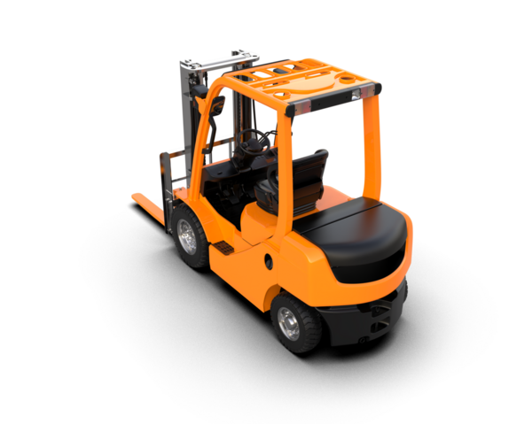 Siyah bir forkliftin 3 boyutlu görüntüsü