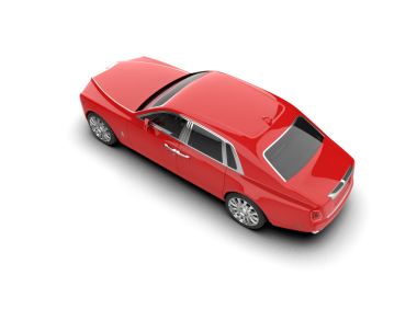 Siyah çatılı kırmızı modern araba.