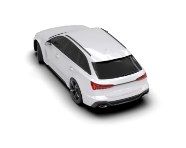 Siyah arka planda beyaz SUV vagonu var. 3 boyutlu illüstrasyon. Hazırlama