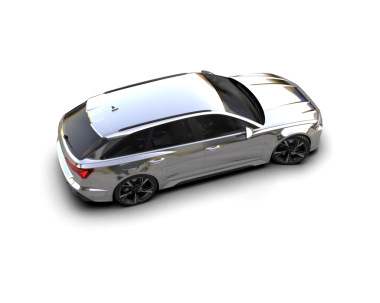 Beyaz üzerinde gümüş bir araba.