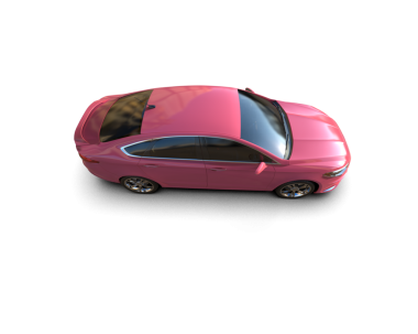 Pembe araba beyaz arka planda izole edildi.