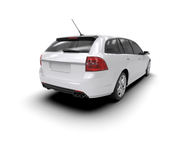 Beyaz arka planda modern kompakt araba. 3d oluşturma