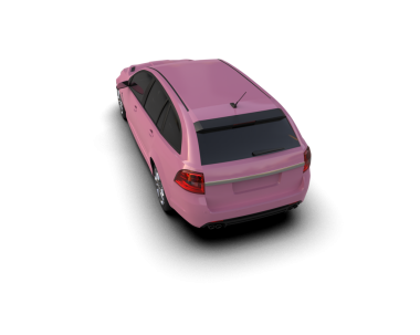 Siyah arka planda pembe bir araba.