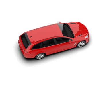 Yan manzaralı kırmızı araba