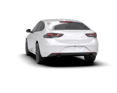 modern araba beyaz arka planda bir camla izole edilmiş.