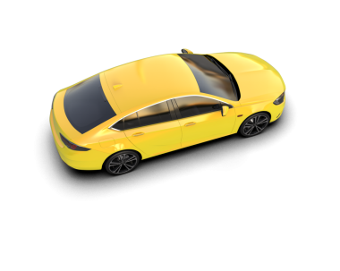 Beyaz arka planda sarı, modern bir araba. 3d oluşturma.