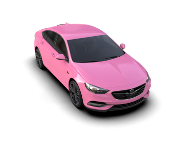 Pembe modern araba siyah arka planda izole edilmiş.